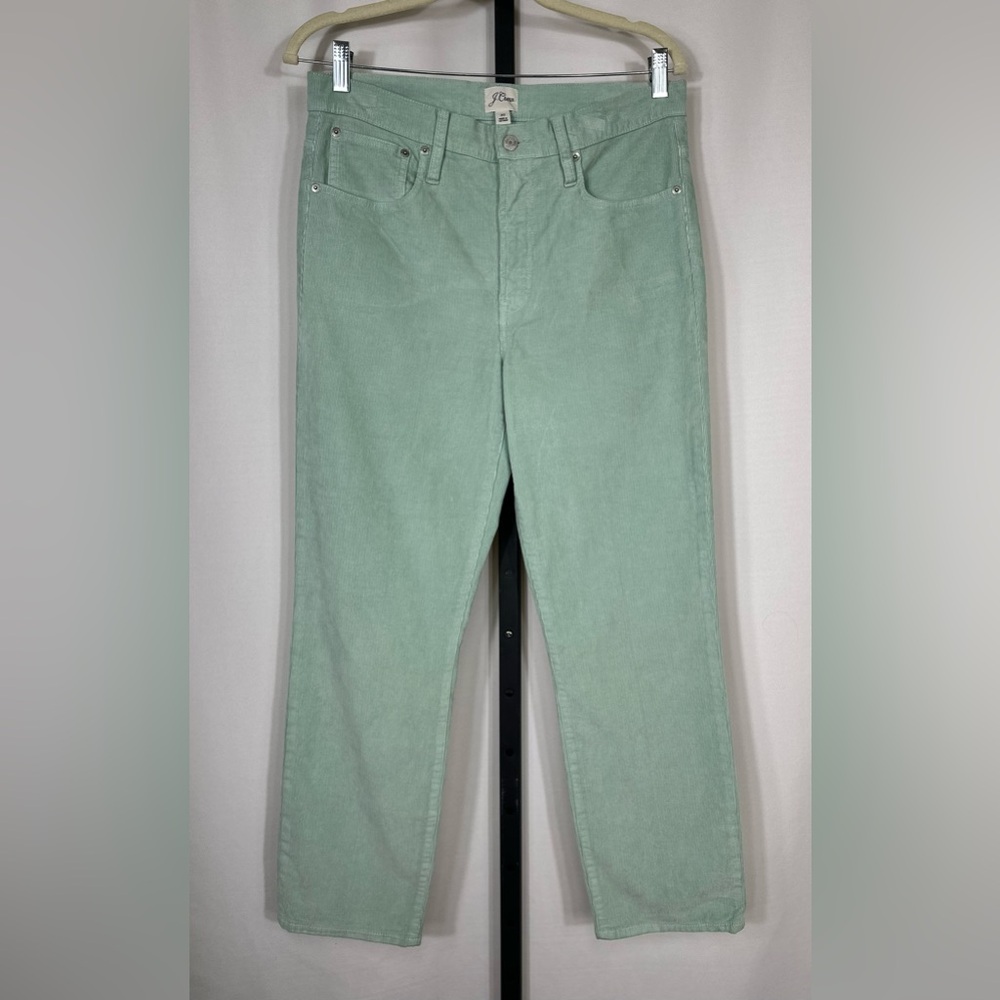 J.CREW Vintage Slim Straight Corduroy Pants in Seafoam Blue-Green Size 30